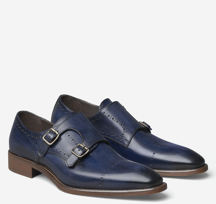 Johnston & Murphy Reece Double-Buckle Monk Strap Snörskor Herr - Marinblå Finskor [NF5619207]